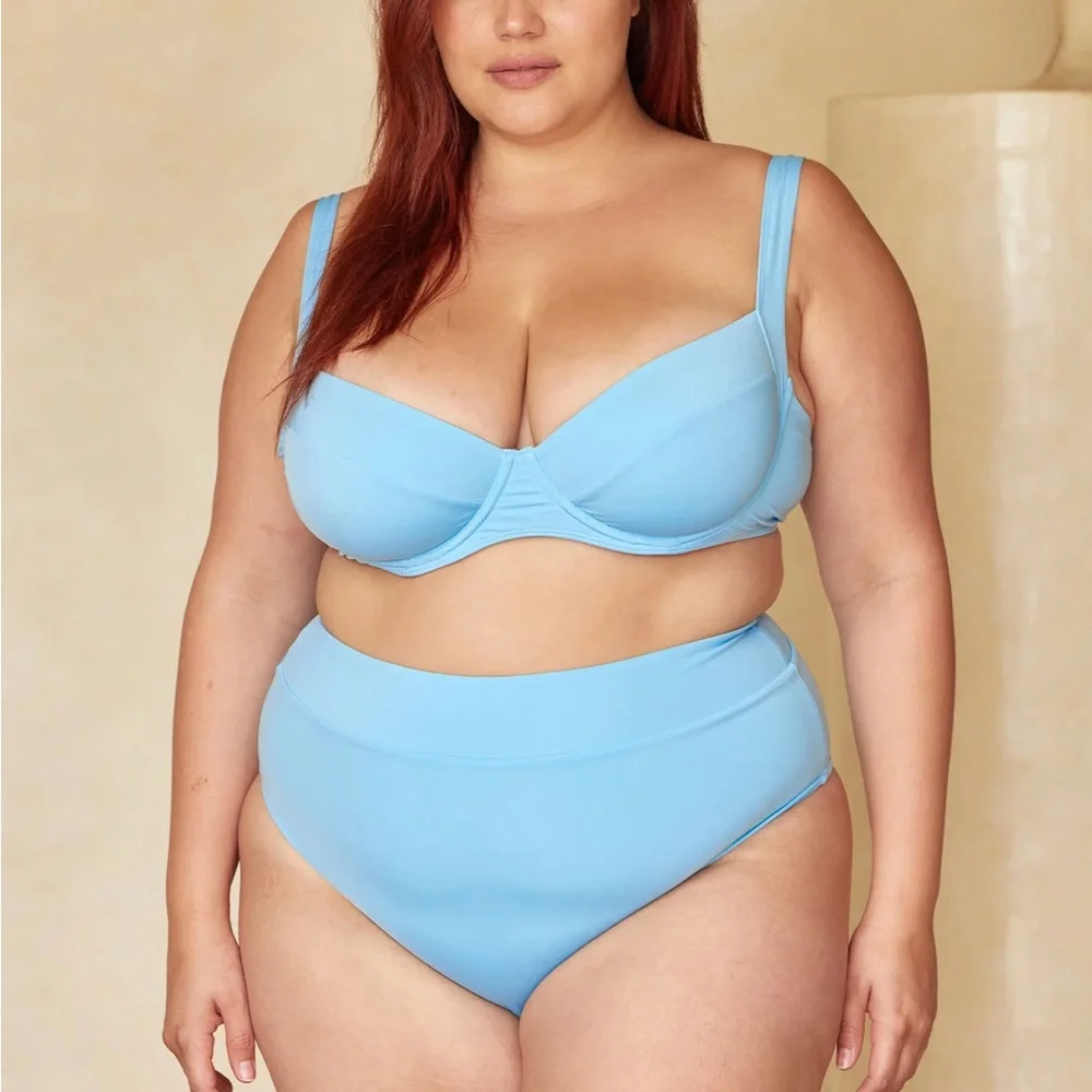 Monday Swimwear Light Blue High-Waist Bikini bottoms